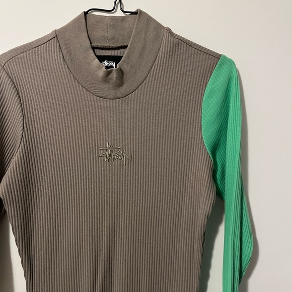 Stussy Taupe and Green Long Sleeve Dress - Picture 2 of 8